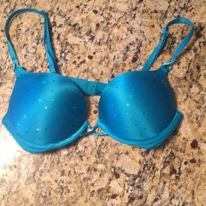 VS Miraculous Plunge 34A Turquoise Sequin Bra